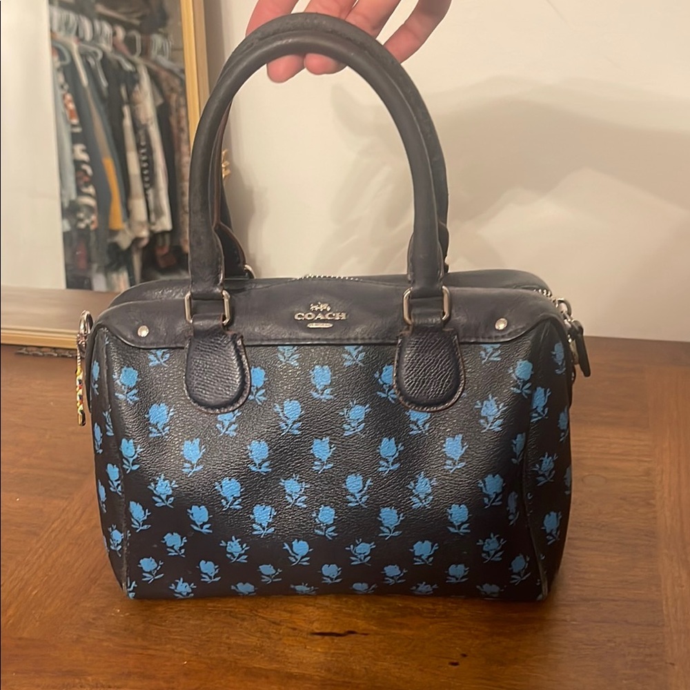 Coach Black and Blue Floral Women's Bag